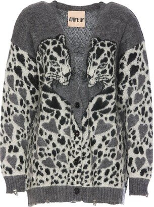 Distressed Leopard Printed Cardigan