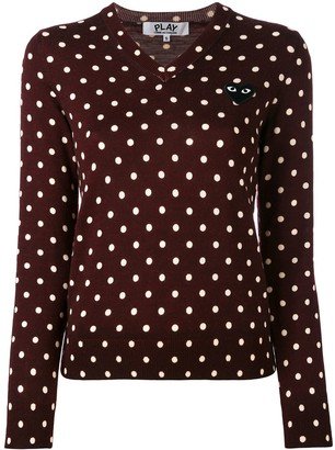 dotted V-neck jumper