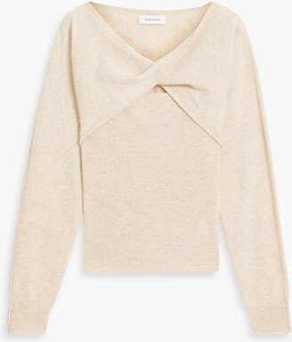 Layered twist-front cutout cashmere sweater