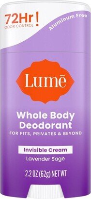 Lume Invisible Cream Deodorant Stick - Lavender Sage - 2.2oz