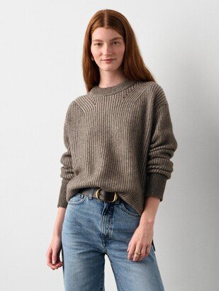 Cashmere Two Toned Ribbed Crewneck