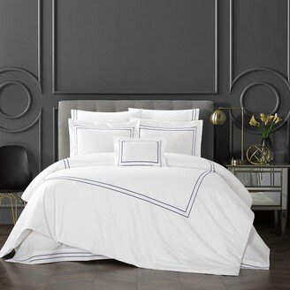 Chic Home Design Santorini 8 Piece Cotton Comforter Set Dual Stripe Embroidered Border Hotel Collection Bed In A Bag Bedding