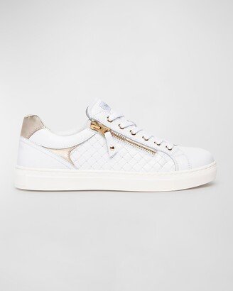 Embossed-Side Zip Low-Top Sneakers