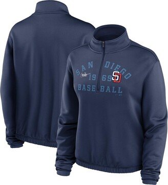 Women's Navy San Diego Padres Rewind Splice Half-Zip Sweatshirt