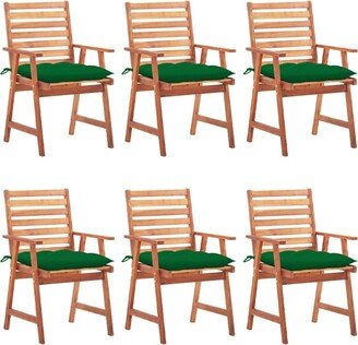 Patio Dining Chairs 6 pcs with Cushions Solid Acacia Wood - Brown-AA