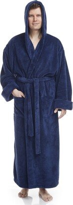 Men's Soft Fleece Robe, Ankle Length Hooded Turkish Bathrobe