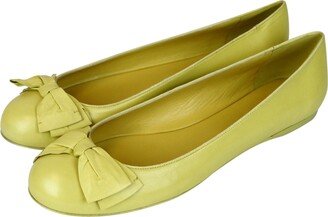 Women's Yellow Leather Ballerina Ballet Flat 307908 9441 (40.5 EU / 10.5 US)