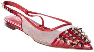 Rockstud Alcove Patent & Mesh Slingback Flat