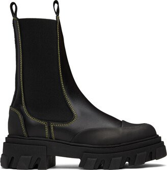 Black Leather Chelsea Boots-AH