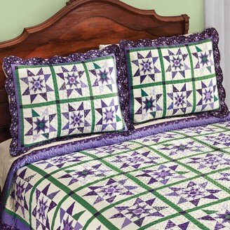 Collections Etc Farrah Classic Star and Purple Floral Border Pillow Sham