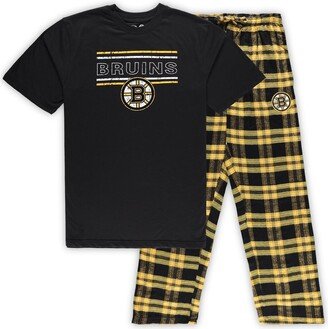 Men's Black, Gold Boston Bruins Big and Tall T-shirt and Pajama Pants Sleep Set - Black, Gold