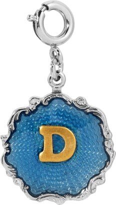 2048 Silver-Tone Blue Enamel Gold-Tone Initials Charm