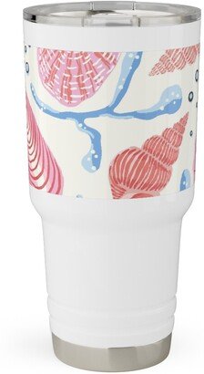 Travel Mugs: Seashells - Pink Travel Tumbler, 30Oz, Multicolor