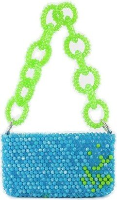 Bead-Embellished Zipped Shoulder Bag