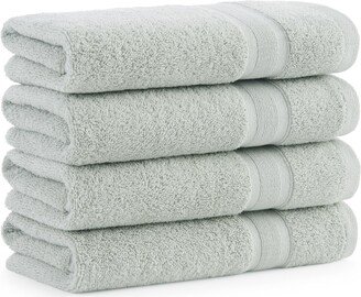 Aston And Arden Aegean Eco-Friendly Recycled Turkish Hand Towels (4 Pack), 18x30, 600 Gsm, Solid Color with Weft Woven Stripe Dobby, 50% Recycled, 50% Long-Staple Rin