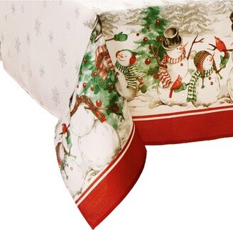 Snowman Winterland Holiday Snowflake Rectangle Tablecloth - Red/Green - 60x144