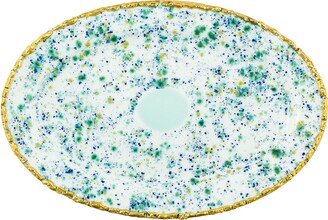 CORALLA MAIURI Craquelé Edge Blu oval platter