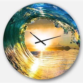 Designart Modern Seashore Round Metal Wall Clock - 36 x 36