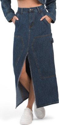 TJMAXX Denim Carpenter Front Slit Maxi Skirt For Women