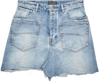 Cut-Up Denim Mini Skirt-AA