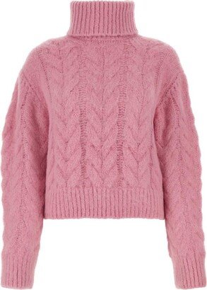 Cableknit Turtleneck Sweater-AA