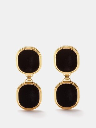 Twin Velvet And Gold-tone Clip Earrings