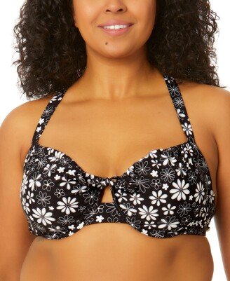 Salt + Cove Trendy Plus Size Coastal Fleurs Underwire X-Back Bikini Top, Created for Macy's