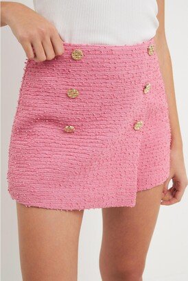 Women's Tweed Double Buttoned Wrap Skort