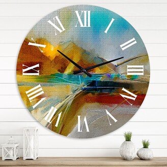 Designart 'Impressionist Mountscape With River I' Modern wall clock