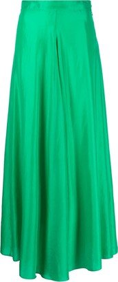 High-Waist Silk Midi Skirt-AA