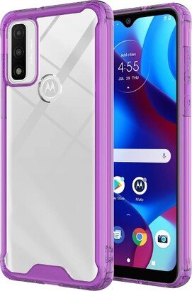 Ampd - Tpu / Acrylic Hard Shell Case With Colored Bumper For Motorola Moto G Play (2023) - Clear And Purple