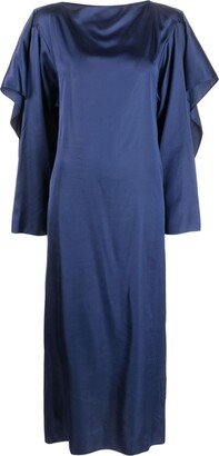 Long-Sleeve Satin Midi Dress