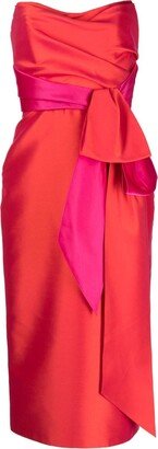 Strapless Bow-Detail Midi Dress