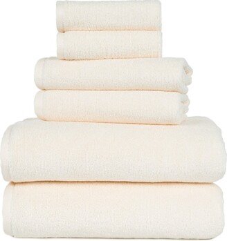 6pc Solid Bath Towels And Washcloths Ivory - Yorkshire Home