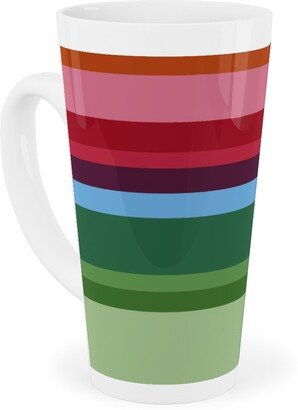 Mugs: Rainbow Stripe Tall Latte Mug, 17Oz, Multicolor