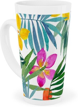 Mugs: Watercolor Tropical Vibes - Multi Tall Latte Mug, 17Oz, Multicolor