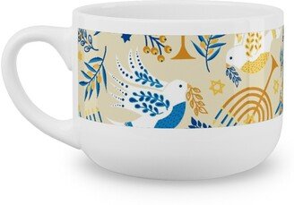 Mugs: Hanukkah Birds Menorahs - Yellow Latte Mug, White, 25Oz, Yellow