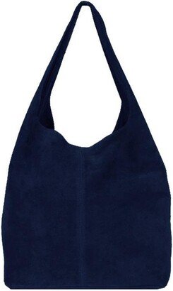 Sostter Navy Soft Suede Leather Hobo Shoulder Bag | Brxyd