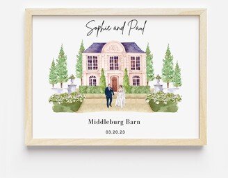 Wedding Venue, Watercolor Venue Print, Custom Portrait, Sketch, Gift, Painting