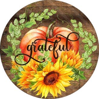 Grateful Sign - Fall Autumn Wreath Metal