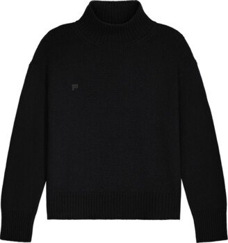 Women's Recycled Cashmere Turtleneck Sweater — black XXS