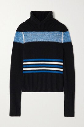 Courmayeur Appliquéd Striped Cashmere Turtleneck Sweater - Blue