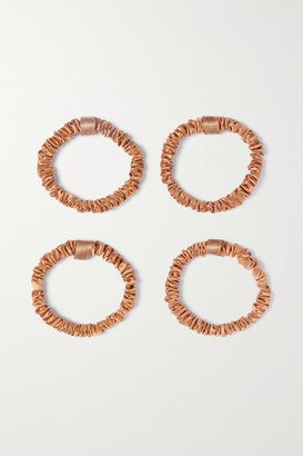 Back To Basics Set Of Four Skinny Silk Hair Ties - Copper