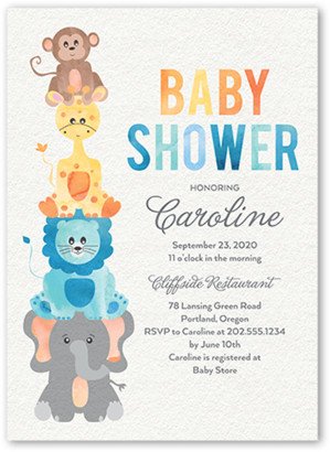 Baby Shower Invitations: Safari Soiree Baby Shower Invitation, White, 5X7, Matte, Signature Smooth Cardstock, Square