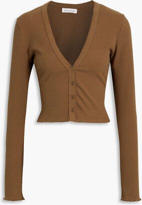 Cropped ribbed stretch-cotton jersey cardigan