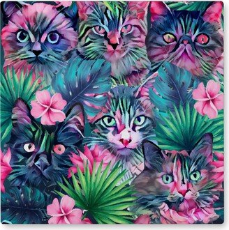 Photo Tiles: Summer Floral Cats - Multi Photo Tile, Metal, 8X8, Multicolor