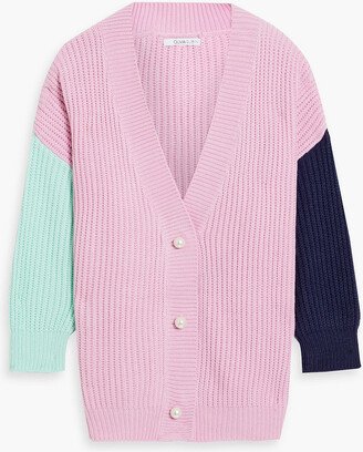 Cecily color-block ribbed-knit cardigan