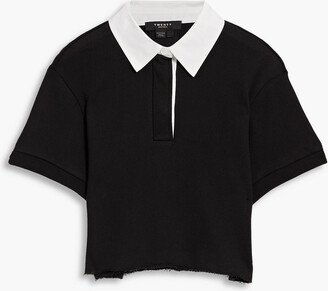 Cropped French terry polo shirt