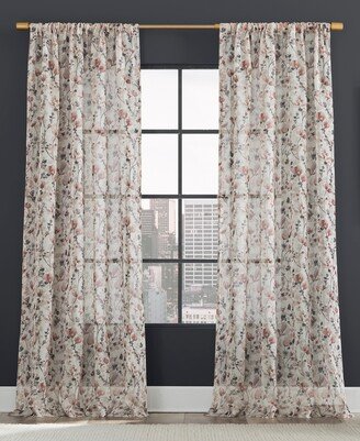 Scott Living Jessa Watercolor Floral Linen Blend Sheer Rod Pocket Curtain Panel, 52