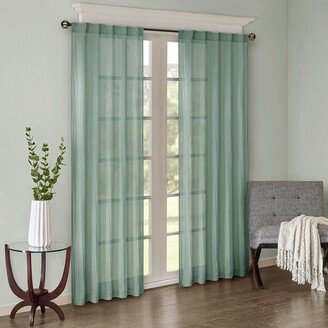 Gracie Mills 2-pc Harper Solid Crushed Window Panel Pair Curtain, Aqua - 42x84